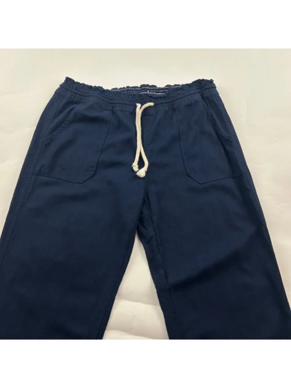 Cali 1850 Navy Blue Linen Blend Relaxed Leg Pant L - Picture 2 of 7